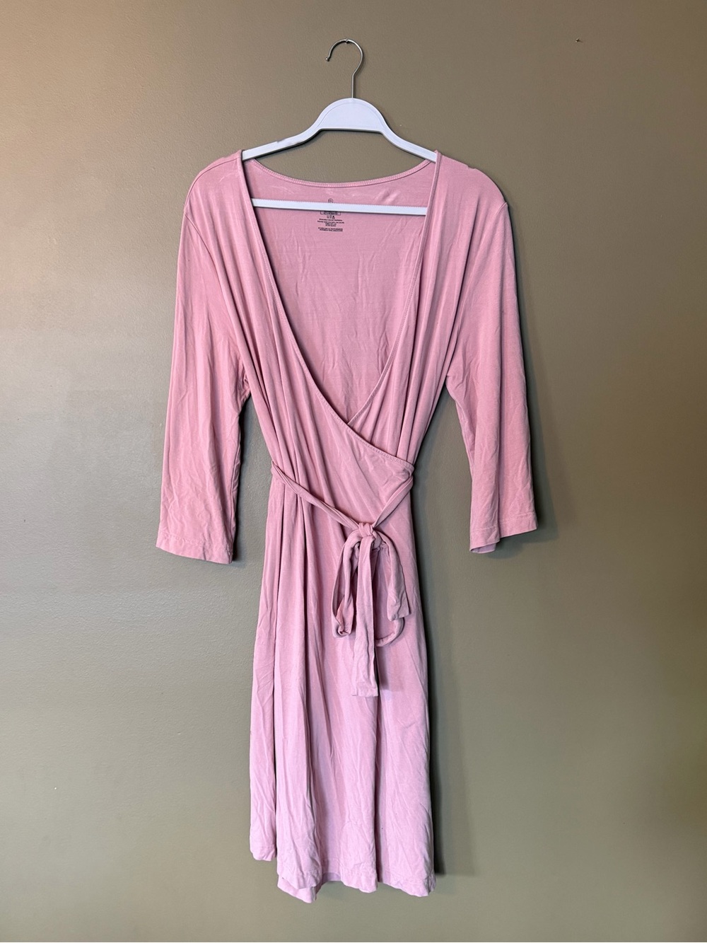 Caden Lane Women’s Wrap Bamboo Knit Maternity Robe in Dusty Pink One Size